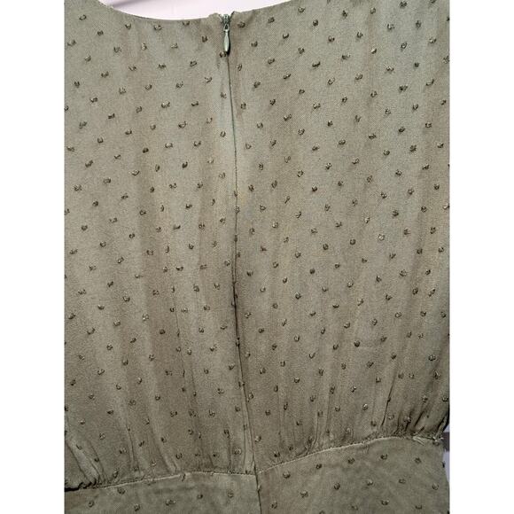 LuLus Boho Rayon Mini Dress Olive Green Dot Women's Size Small - Picture 10 of 15
